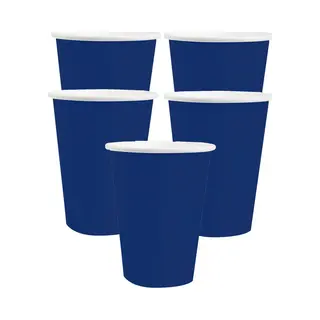 Santex Feest/verjaardag Bekertjes - 30x Stuks - Karton - Kobalt Blauw - 270 Ml