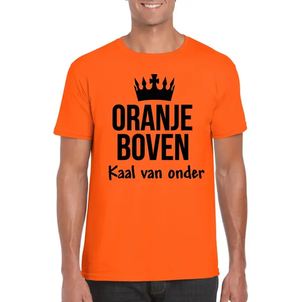 Bellatio Decorations Koningsdag T-shirt - Oranje Boven Kaal Van Onder - Heren M thumbnail