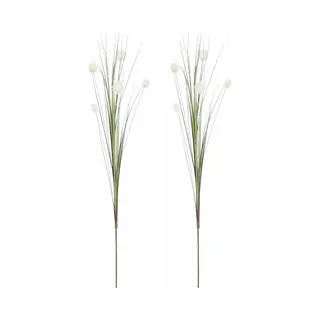 Mica Decorations - 2 St - Rietgras Kunstplant Losse Steel/tak - Groen/wit - 84 Cm