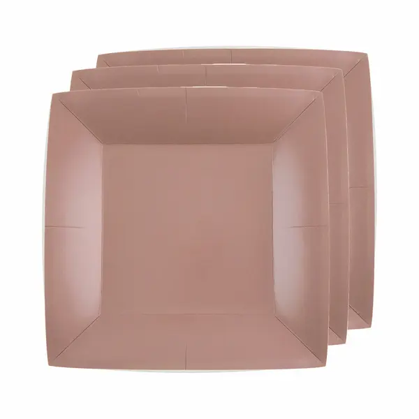 Santex Bordjes Karton - 20x - Vierkant - Rose Goud - 23 X 23 Cm - Feestbordjes thumbnail