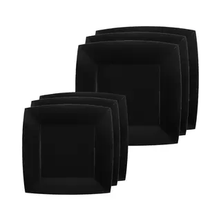 Santex Feest/verjaardag Bordjes Set - 20x Stuks - Zwart - 18 Cm En 23 Cm