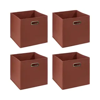 5Five Opbergmand/kastmandje - 4x - Steenrood - 31 X 31 X 31 Cm - 29 Liter - Vakkenkast Manden - Stof Met Versterkte Bodem - Opvouwbaar