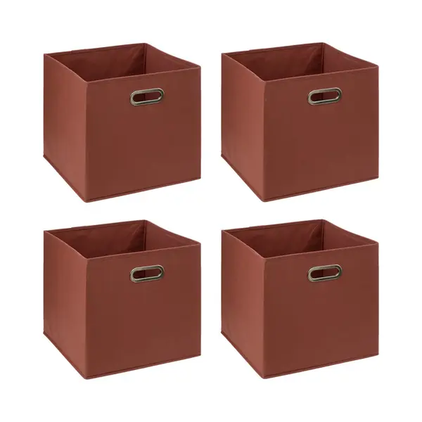 5Five Opbergmand/kastmandje - 4x - Steenrood - 31 X 31 X 31 Cm - 29 Liter - Vakkenkast Manden - Stof Met Versterkte Bodem - Opvouwbaar thumbnail