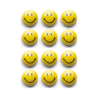 Zeller Magneten Smile / Emoticon - 12x - Kunststof - 3 Cm - Koelkast / Whiteboard
