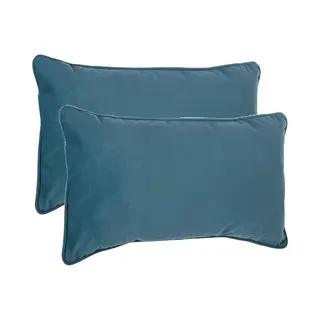 Atmosphera Bank/sierkussens Huiskamer Sophia - 2x Stuks - 30 X 50 Cm - Blauw - Polyester - Met Rits