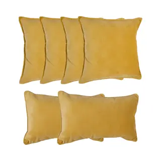 Atmosphera Bank/sierkussens Sophia - Set 6x - Okergeel - Polyester - Met Rits - In 2 Formaten