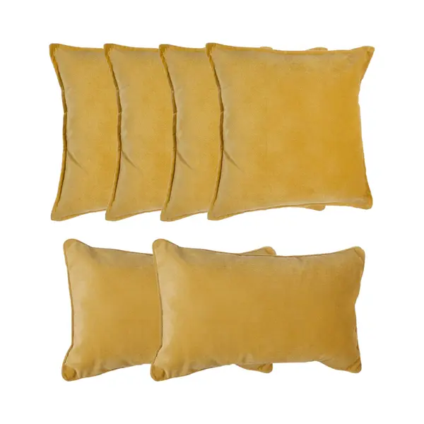 Atmosphera Bank/sierkussens Sophia - Set 6x - Okergeel - Polyester - Met Rits - In 2 Formaten thumbnail