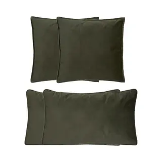 Atmosphera Bank/sierkussens Sophia - Set 4x - Olijfgroen - Polyester - Met Rits - In 2 Formaten
