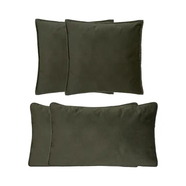 Atmosphera Bank/sierkussens Sophia - Set 4x - Olijfgroen - Polyester - Met Rits - In 2 Formaten thumbnail