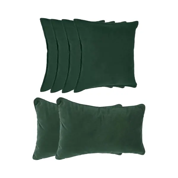 Atmosphera Bank/sierkussens Sophia - Set 6x - Donkergroen - Polyester - Met Rits - In 2 Formaten thumbnail