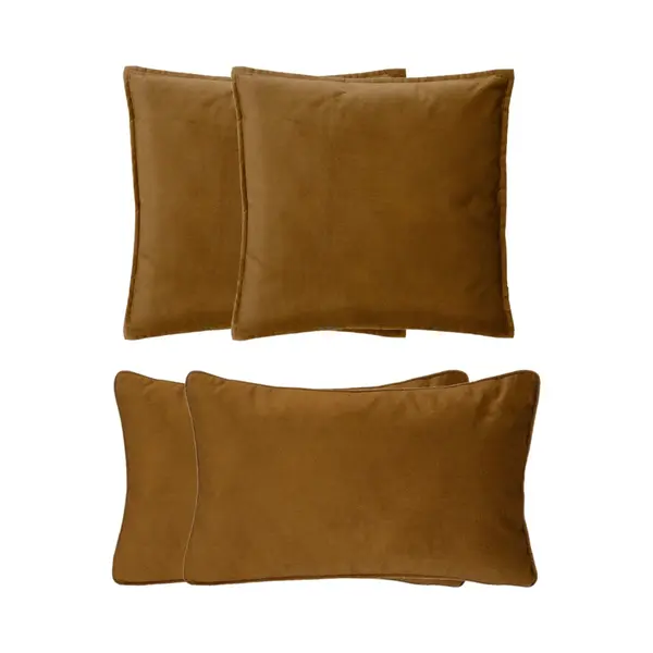 Atmosphera Bank/sierkussens Sophia - Set 4x - Goud/bruin - Polyester - Met Rits - In 2 Formaten thumbnail