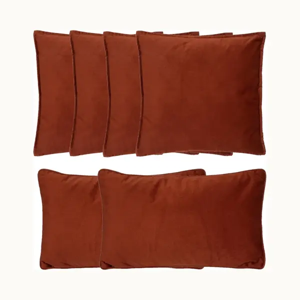 Atmosphera Bank/sierkussens Sophia - Set 6x - Terracotta - Polyester - Met Rits - In 2 Formaten thumbnail