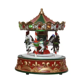 Lumineo Kerstdorp Draaimolen - Draaiend - Met Licht En Muziek - 21, 5 Cm - Carrousel