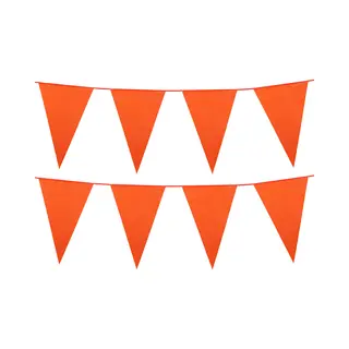 Oranje Vlaggenlijn - 2x - 25 Meter - 40 Vlaggen - Kunststof - Koningsdag/Wk/Ek