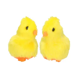 Krüger & Gregoriades Paas Kuikentje Piepend - 2x - Geel - Pluche - 7 Cm - Pasen Decoratie/speelgoed