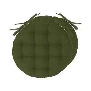 Atmosphera Tuinstoelkussens - 2x - Olijfgroen - Katoen - 38 X 38 X 6.5 Cm - Wicker Zitkussen Rond