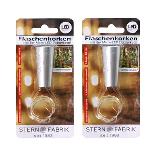 Stern Fabrik Flesverlichting Kurk - 2x - Lichtsnoer - Zilver - Led - 80 Cm - Bottle Lights