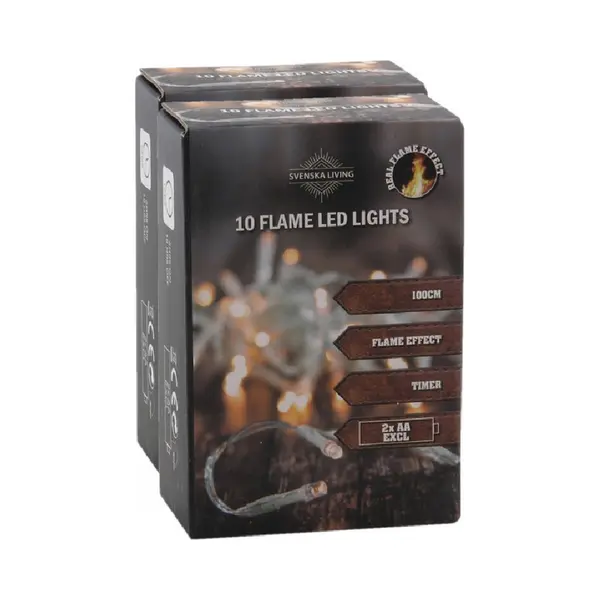Svenska Living Kerstverlichting - 2x - Warm Wit - Vlam - 10 Leds- 100cm thumbnail