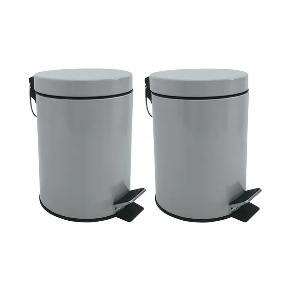 Msv Prullenbak/pedaalemmer - 2x - Metaal - Grijs - 3 Liter - 17 X 25 Cm - Badkamer/toilet thumbnail