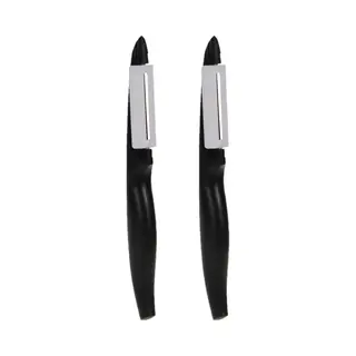 Excellent Houseware Dunschiller/aardappelmesje - 2x Stuks - Kunststof - Zwart