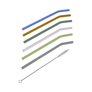 Hi Rietjes Gebogen - Set 6x - Glas - Met Rager - Gekleurd - 23 Cm