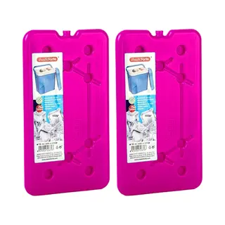 Plasticforte Koelelementen 450 Gram - 2x - 14 X 25 X 1 Cm - Roze - Voor Koelbox En Koeltas