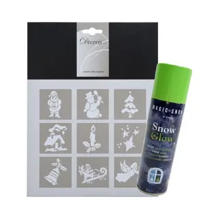 Decoris Kleine Kerst Raamsjablonen -9 Sjablonen 5 Cm -met Glow In The Dark Sneeuwspray