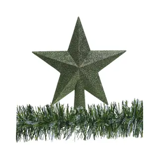 Decoris Kerstboom Piek - Ster - Donkergroen -19 Cm - Met Kerstslinger -kunststof