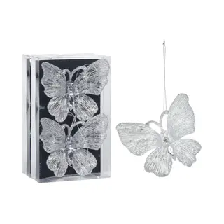 Christmas Decoration Kersthangers Vlinders 4x-transparant Glitter 15cm