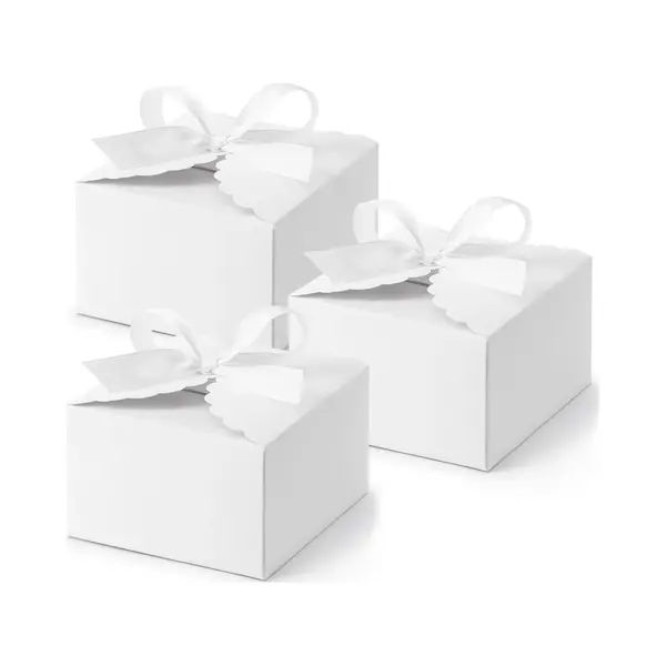 PartyDeco Cadeaudoosje Wolkje - Bruiloft Bedankje - 20x Met Lintje - Wit - 8 X 5 Cm thumbnail