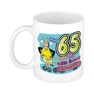 Bellatio Decorations Cadeau / Verjaardag Mok 65 Jaar - Man - Rollator- Keramiek - Mannen Cadeautjes