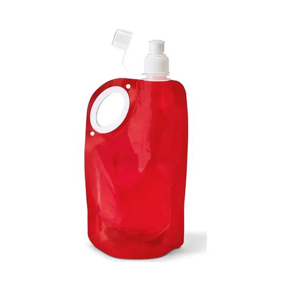 Waterfles/drinkfles/sportbidon Opvouwbaar - Rood - Kunststof - 770 Ml - Schroefdop - Waterzak thumbnail