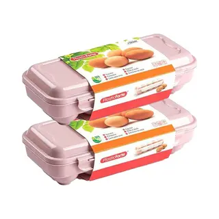 Plasticforte Eierdoos - 2x - Koelkast Organizer Eierhouder - 10 Eieren - Licht Roze - Kunststof - 27 X 12, 5 Cm