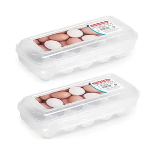 Plasticforte Eierdoos - 2x - Koelkast Organizer Eierhouder - 10 Eieren - Transparant - Kunststof - 27 X 12, 5 Cm