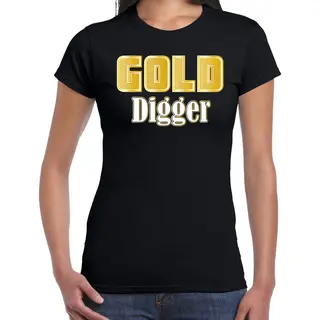 Bellatio Decorations Foute Party T-shirt - Dames - Foute Party Outfit/kleding - Gold Digger Xs