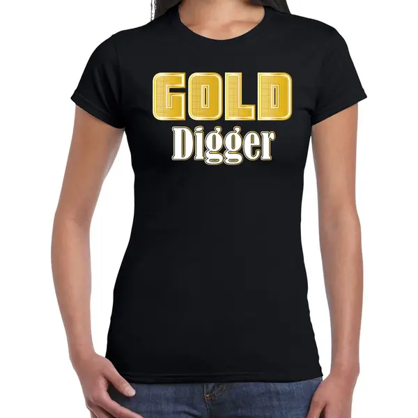 Bellatio Decorations Foute Party T-shirt - Dames - Foute Party Outfit/kleding - Gold Digger Xs thumbnail