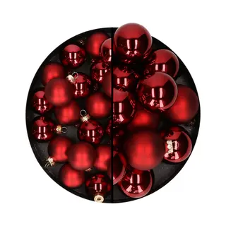 Othmar Decorations Kerstballen - 66x St - Rood - Glas - Mix 4 En 6 Cm - Mat/glans