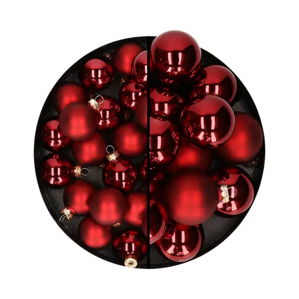 Othmar Decorations Kerstballen - 66x St - Rood - Glas - Mix 4 En 6 Cm - Mat/glans thumbnail