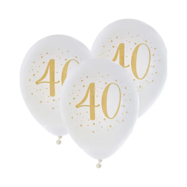 Santex Verjaardag Leeftijd Ballonnen 40 Jaar - 24x Stuks - Wit/goud - 23 Cm - Feestartikelen thumbnail