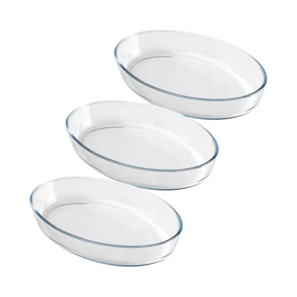 Chef Traiteur Ovenschaal Van Borosilicaat Glas - 3x - Ovaal - 4 Liter - 40 X 27 X 7 Cm thumbnail