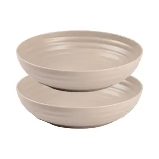 Plasticforte Rond Bord/camping - 4x - Diep Bord - D22 Cm - Taupe - Kunststof - Onbreekbaar
