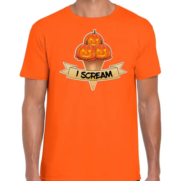 Bellatio Decorations Halloween Verkleed T-shirt Heren - Pompoen - Oranje - Themafeest Outfit -I Scream Xxl thumbnail