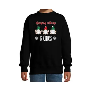 Bellatio Decorations Kersttrui/sweater Voor Kinderen - Kerst Kabouter/gnoom - Zwart - Gnomies 110/116