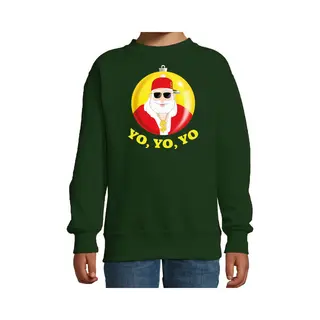 Bellatio Decorations Kersttrui/sweater Voor Kinderen - Kerstman - Groen - Yo Yo - Kerstdiner 152/164