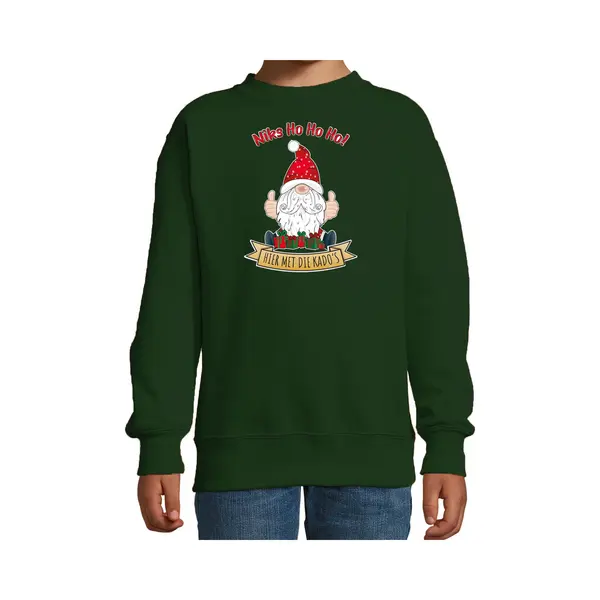 Bellatio Decorations Kersttrui/sweater Voor Kinderen - Kado Gnoom - Groen - Kerst Kabouter 170/176 thumbnail