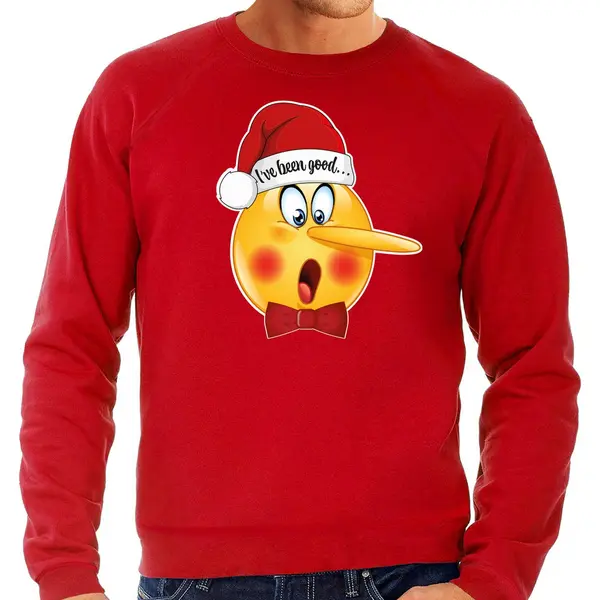 Bellatio Decorations Foute Kersttrui/sweater Heren - Leugenaar - Rood - Braaf/stout L thumbnail