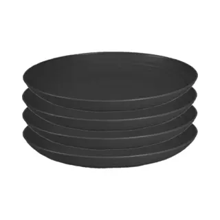 PlasticForte Rond Bord/camping Bord - 4x - D25 Cm - Zwart - Kunststof