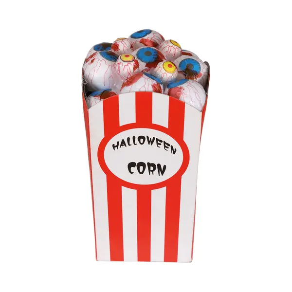 Halloween/Horror Deco Artikel - Popcorn Bakje Met Oogballen - 8 X 16 Cm thumbnail