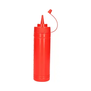 Plasticforte Doseerfles/sausfles - Kunststof - Rood - Met Schenktuit - 500 Ml - 22 Cm