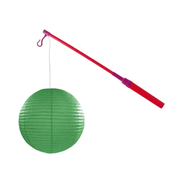 Lampionstokje 40 Cm - Met Lampion - Donker Groen - D25 Cm - Sint Maarten thumbnail